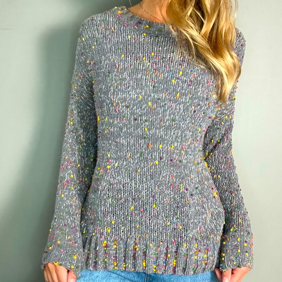 Seven7 Sweaters - Seven7 Slouchy Ivory Mini Confetti Pom Poms Multi
Knit Sweater